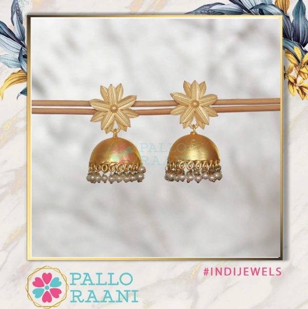Matte gold flower jhumka - gold